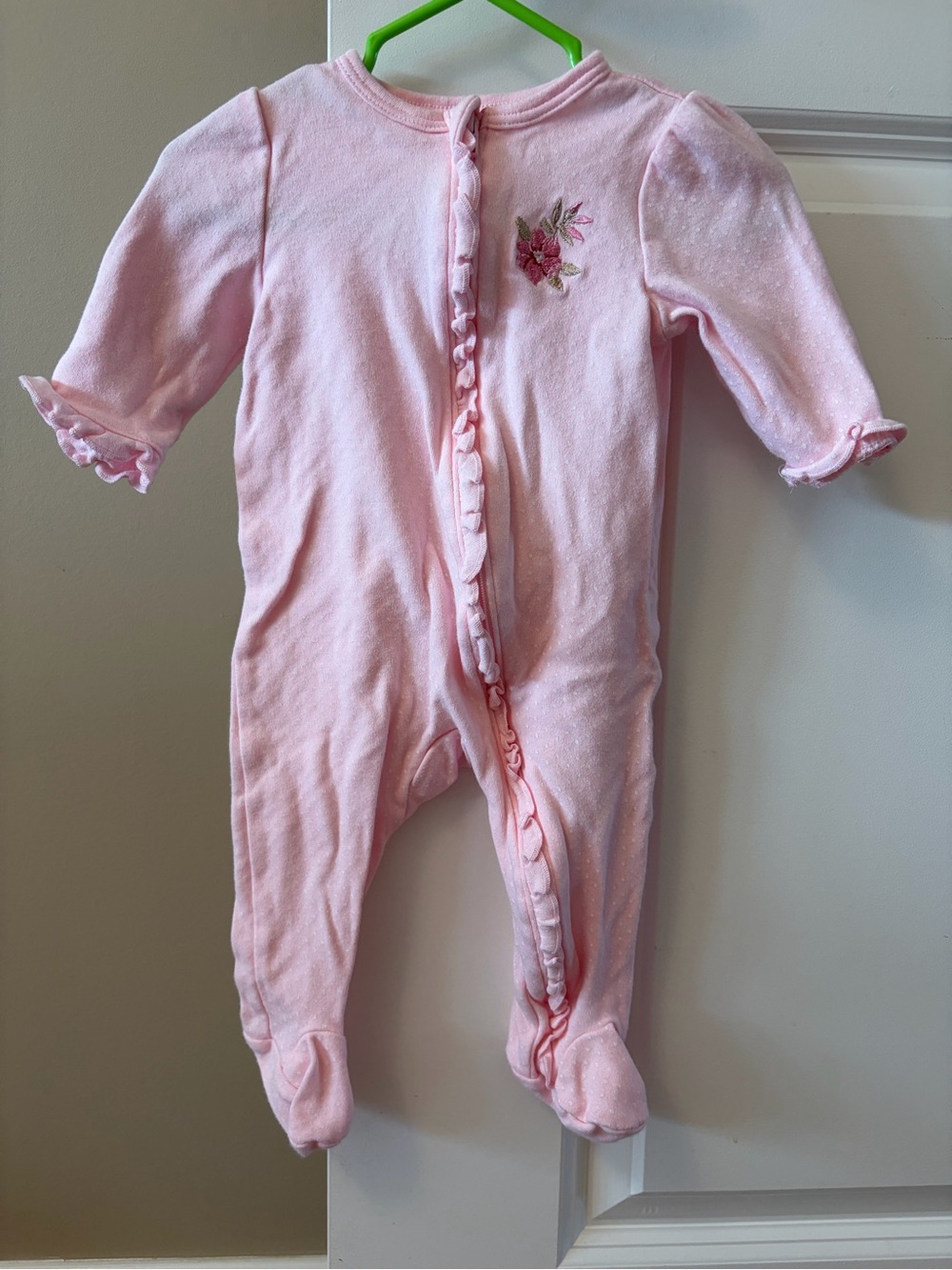 Little Me Light Pink Floral Footed One-Piece